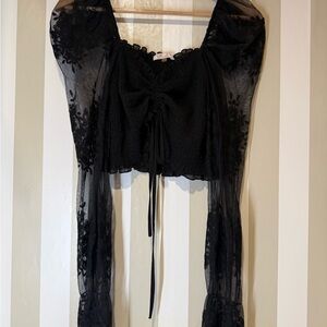 Blush Black Sheer Lace Blouse